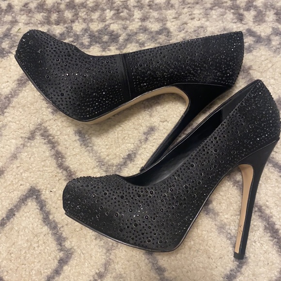 Aldo Shoes - Women’s Aldo Black Satin Sparkle Platforms